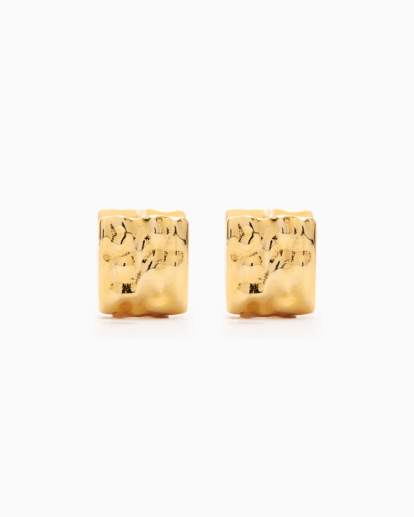 Hammered Square Huggie Earrings