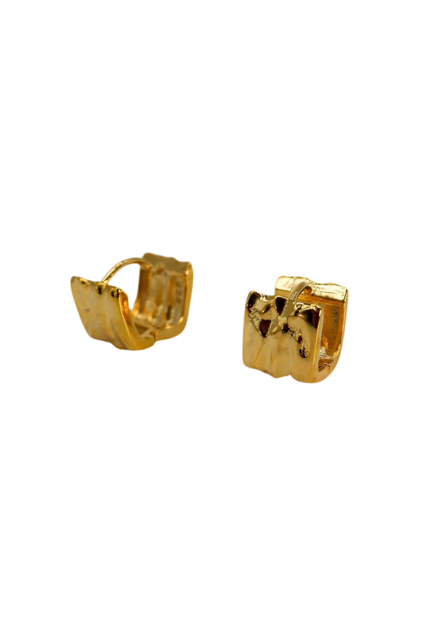 Hammered Square Huggie Earrings