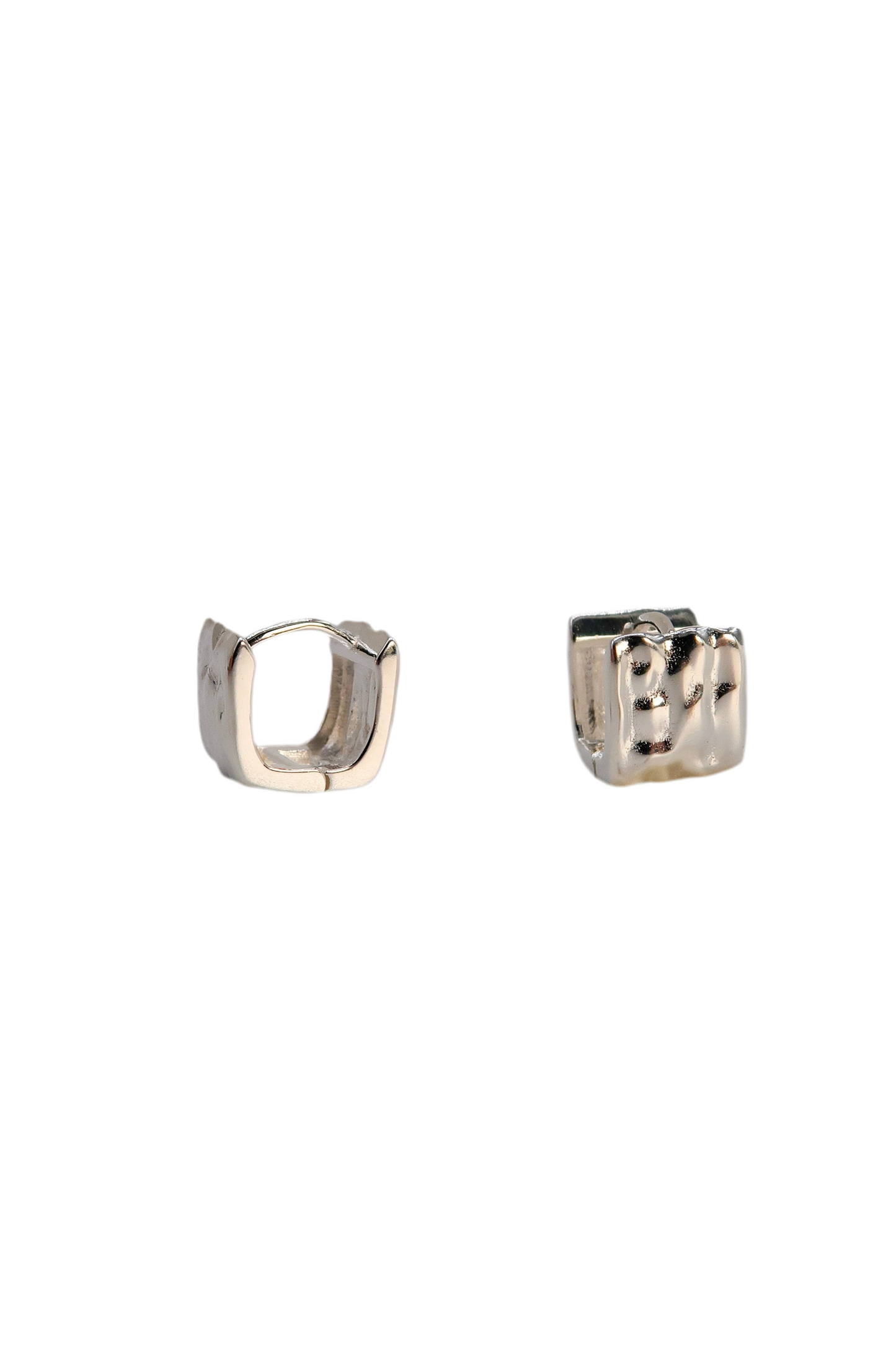 Hammered Square Huggie Earrings