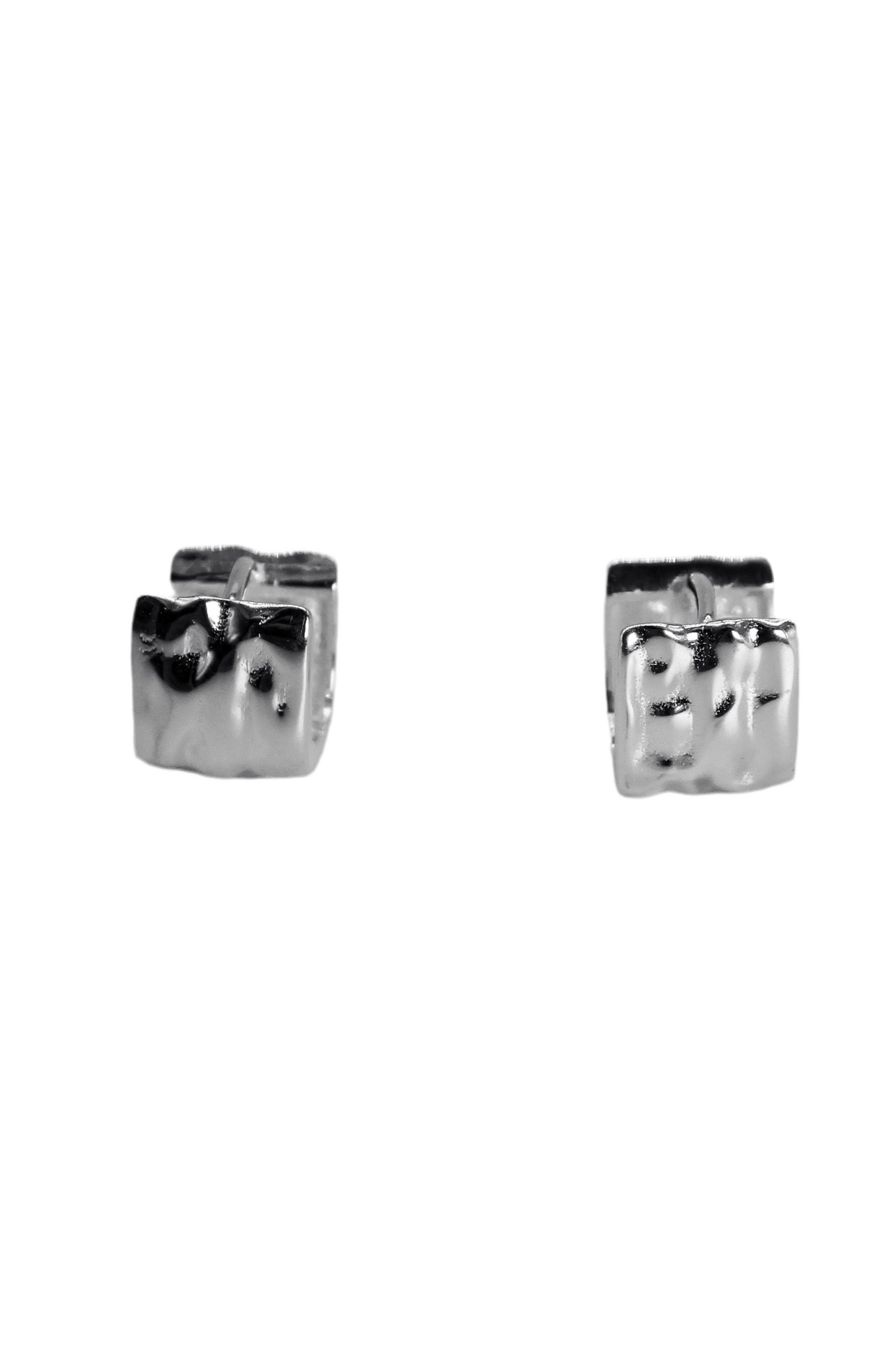 Hammered Square Huggie Earrings