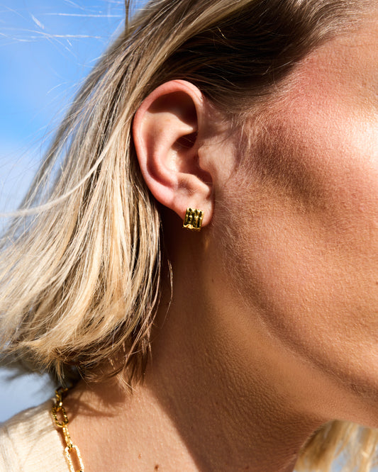 Hammered Square Huggie Earrings