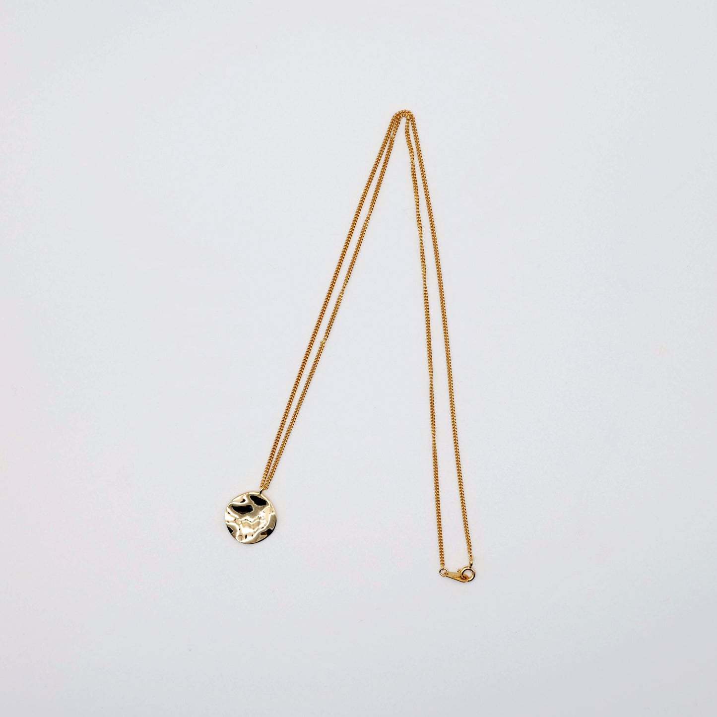 everyday minimal dainty jewelry gold vermeil dalhaejewelry timeless style capsule wardrobe staple minimalist fashion staple pendant necklace hammered moon smooth polish gold vermeil sterling silver