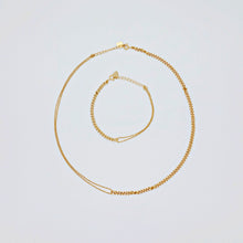 Load image into Gallery viewer, everyday minimal dainty jewelry gold vermeil dalhaejewelry timeless style capsule wardrobe staple minimalist fashion staple link chain bead necklace bracelet 