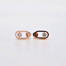 Load image into Gallery viewer, everyday minimal dainty jewelry dalhaejewelry timeless style capsule wardrobe staple minimalist fashion staple fine sterling silver gold vermeil romantic rosegold everyday diamond stud earrings link earrings delicate cz earrings rose gold