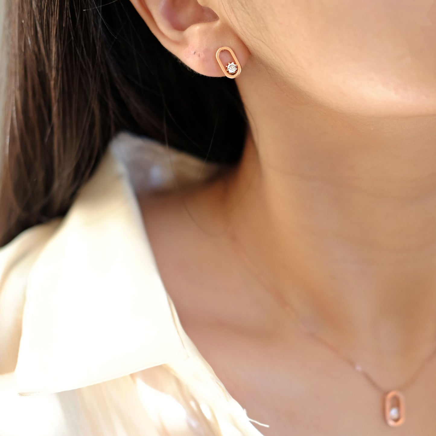 everyday minimal dainty jewelry dalhaejewelry timeless style capsule wardrobe staple minimalist fashion staple fine sterling silver gold vermeil romantic rosegold everyday diamond stud earrings link earrings delicate cz earrings rose gold