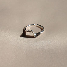 Load image into Gallery viewer, everyday minimal dainty jewelry dalhaejewelry timeless style capsule wardrobe staple minimalist fashion staple make a ripple wave ring stackable ring dainty ring adjustable ring sterling silver gold vermeil