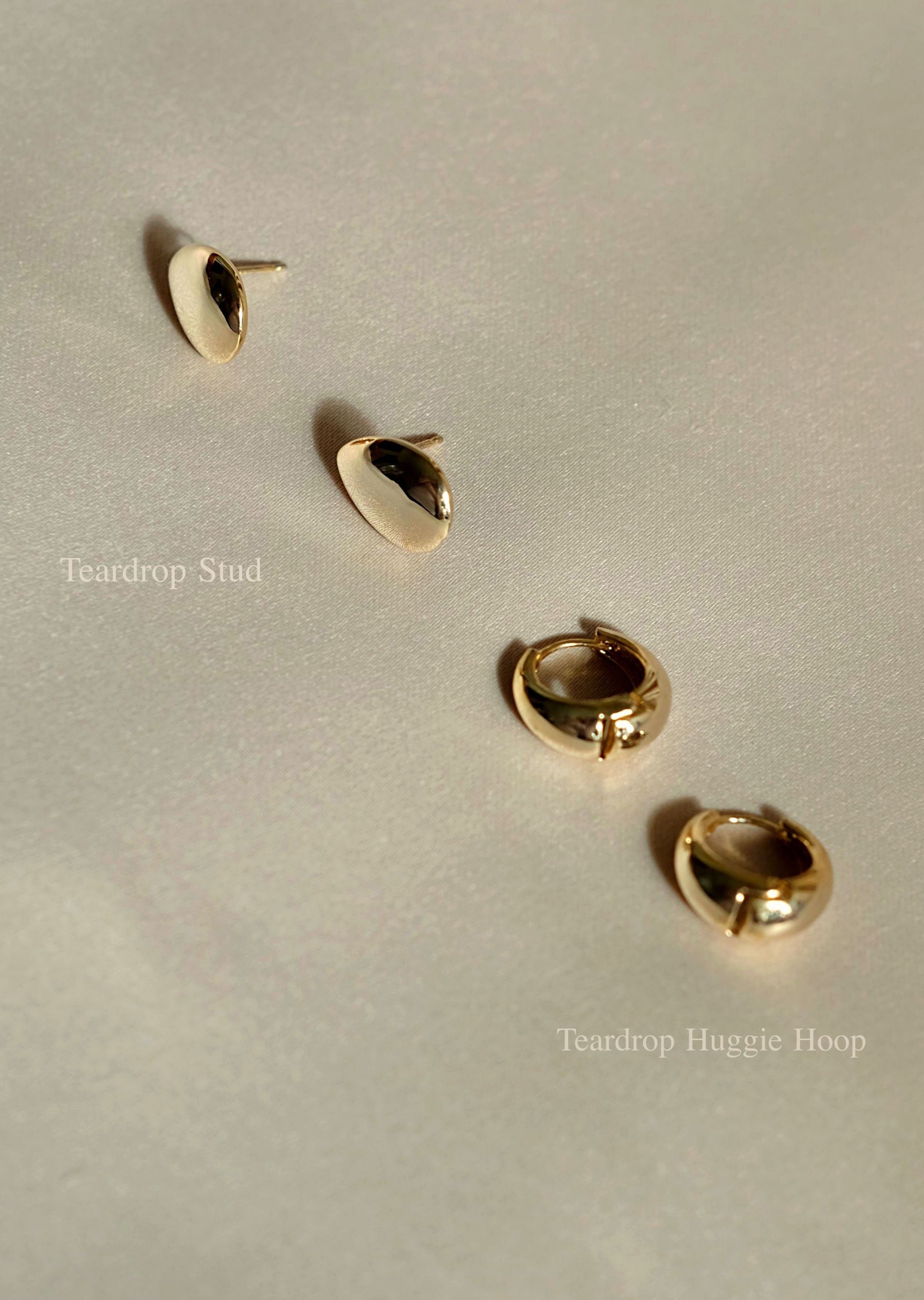 everyday minimal dainty jewelry dalhaejewelry timeless style capsule wardrobe staple minimalist fashion staple fine sterling silver gold vermeil teardrop stud earring teardrop huggie hoop earrings