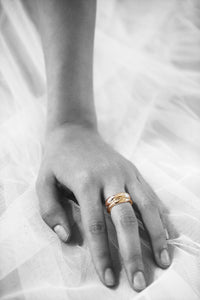 everyday minimal dainty jewelry dalhaejewelry timeless style capsule wardrobe staple minimalist fashion staple statement ring stackable ring wave ring ballet editorial gold vermeil rosegold