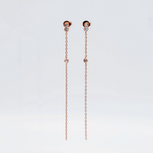 Load image into Gallery viewer, everyday minimal dainty jewelry dalhaejewelry timeless style capsule wardrobe staple minimalist fashion staple fine sterling silver gold vermeil diamond earrings romantic delicate rosegold diamond drop earrings