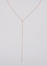 Load image into Gallery viewer, everyday minimal dainty jewelry dalhaejewelry timeless style capsule wardrobe staple minimalist fashion staple fine sterling silver gold vermeil diamond long lariat necklace romantic rosegold diamond necklace delicate